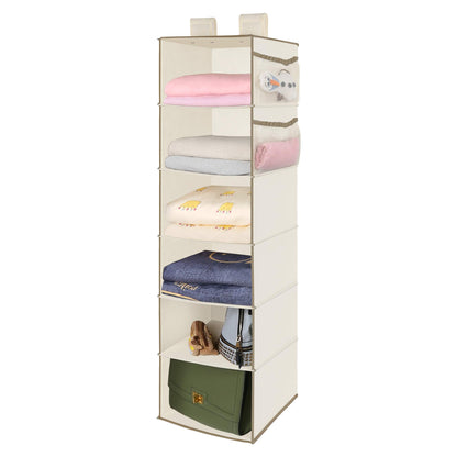 MAX Houser 6 Tier Hanging Closet Organizer with 2 Sturdy Hooks, Grey