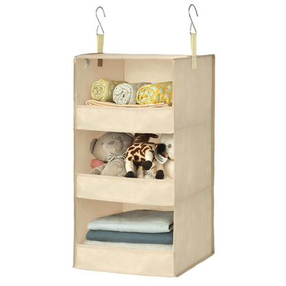 GRANNY SAYS 3-Shelf Hanging Closet Organizer, Foldable Storage, Gray