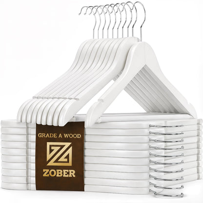 Zober Wooden Hangers 20 Pack, Heavy Duty Clothes Hangers, Non Slip, Natural