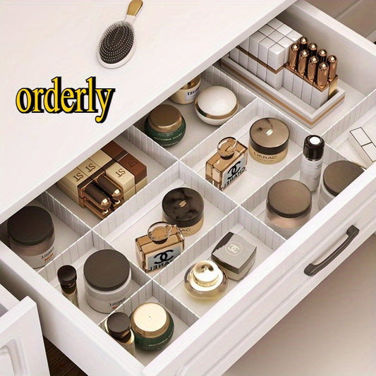 6pcs Drawer Storage Clapboard Plastic Adjustable Plate Free Combination Clapboard Drawer Storage Box Underwear Socks Finishing Artifact The Separation Design of Items Makes It More Neat And Convenient to Use, Suitable for Workstations And Bathrooms