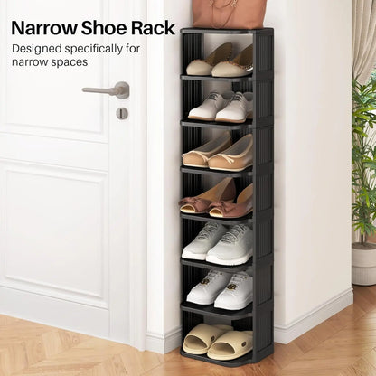 UFORU Small shoe rack, 6/9-layer plastic vertical shoe rack for small spaces, Footwear Organization,shoe rack,shoe cabinet storage,dorm room inspo,college dorm essentials,dorm haul