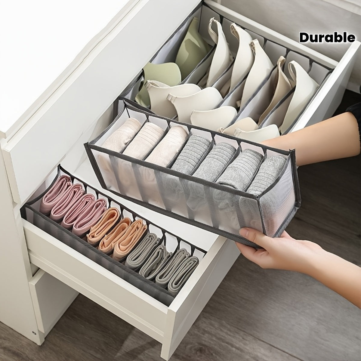 1pc of Underwear And Sock Organizer | Storage Box for Drawers in The Closet | Divider for Lingerie, Compartments for Bras And Panties, Foldable Fabric Design for Wardrobe