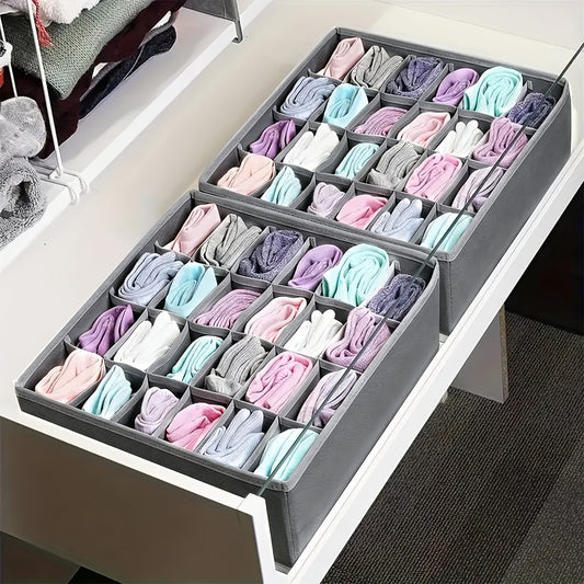 24 Compartments Fabric Foldable Wardrobe Closet Organizer and Storage Box, Sock and Underwear Organizer Divider, for Storing Socks, Underwear, Ties, Gray, Ornaments, Fall Decor, Holiday Decor, Room Decor, Home Decor, Autumn Decor, Bedroom Decor