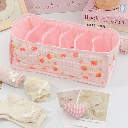 KINGKISS Cute Cartoon Storage Basket with Layered Dividers & Insertable Organizer - Suitable for Underwear, Socks, Clothing,, Snacks, Bra Organizer - Dorm Room Wardrobe Shelf Box, Space-Saving Organizer for And