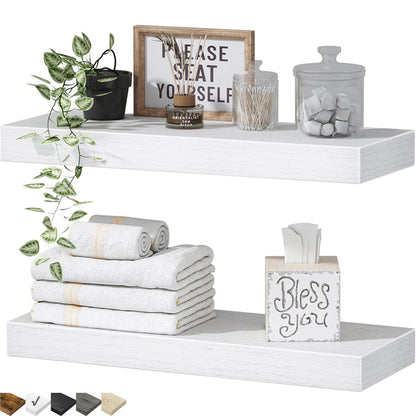 QEEIG Bathroom Floating Shelves for Wall (Brown, Set of 2, 15.7")