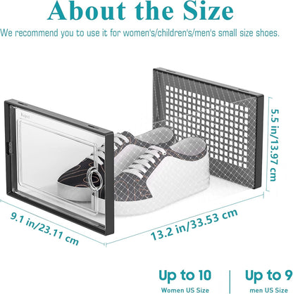 Kuject 12 Pack Large Shoe Boxes, Clear Stackable Containers with Lids,Black