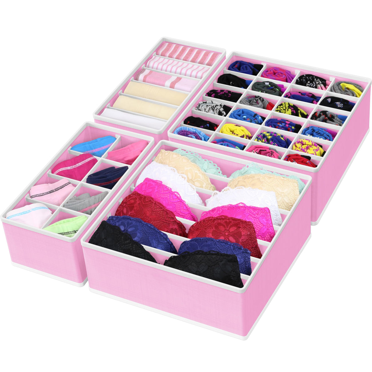Simple Houseware 4-Pack Drawer Organizer Set for Underwear/Socks/Bra, Gray