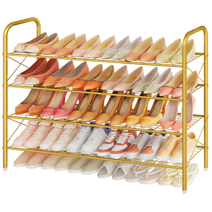 Hoctieon 3 Tier Durable Mesh Style Shoe Rack, Entryway Shoe Shelf, Shoe Rack FreeStanding, Shoe Storage Organizer, Shoe Rack for Closet, Space Save For bathroom, Hallway, Bedroom, Living Room, White