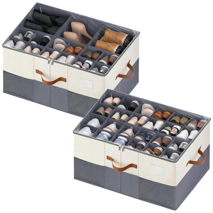 Shoe Organizer for Closet, Adjustable Storage Box Holds 32 Pairs