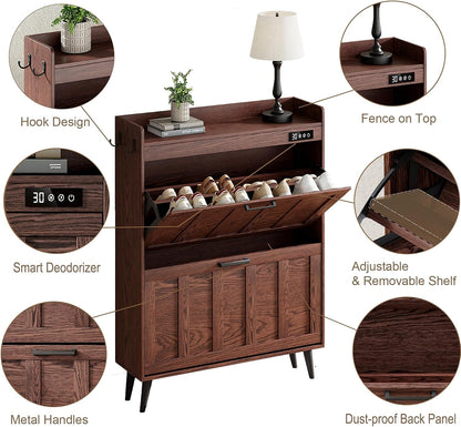 ChooChoo Shoe Storage Cabinet with 2 Flip Drawers and Deodorizer