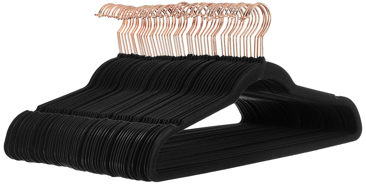 Amazon Basics Slim Velvet Non-Slip Space Saving Suit Clothes Hangers, Sturdy Metal, Gray/Silver, 30-Pack