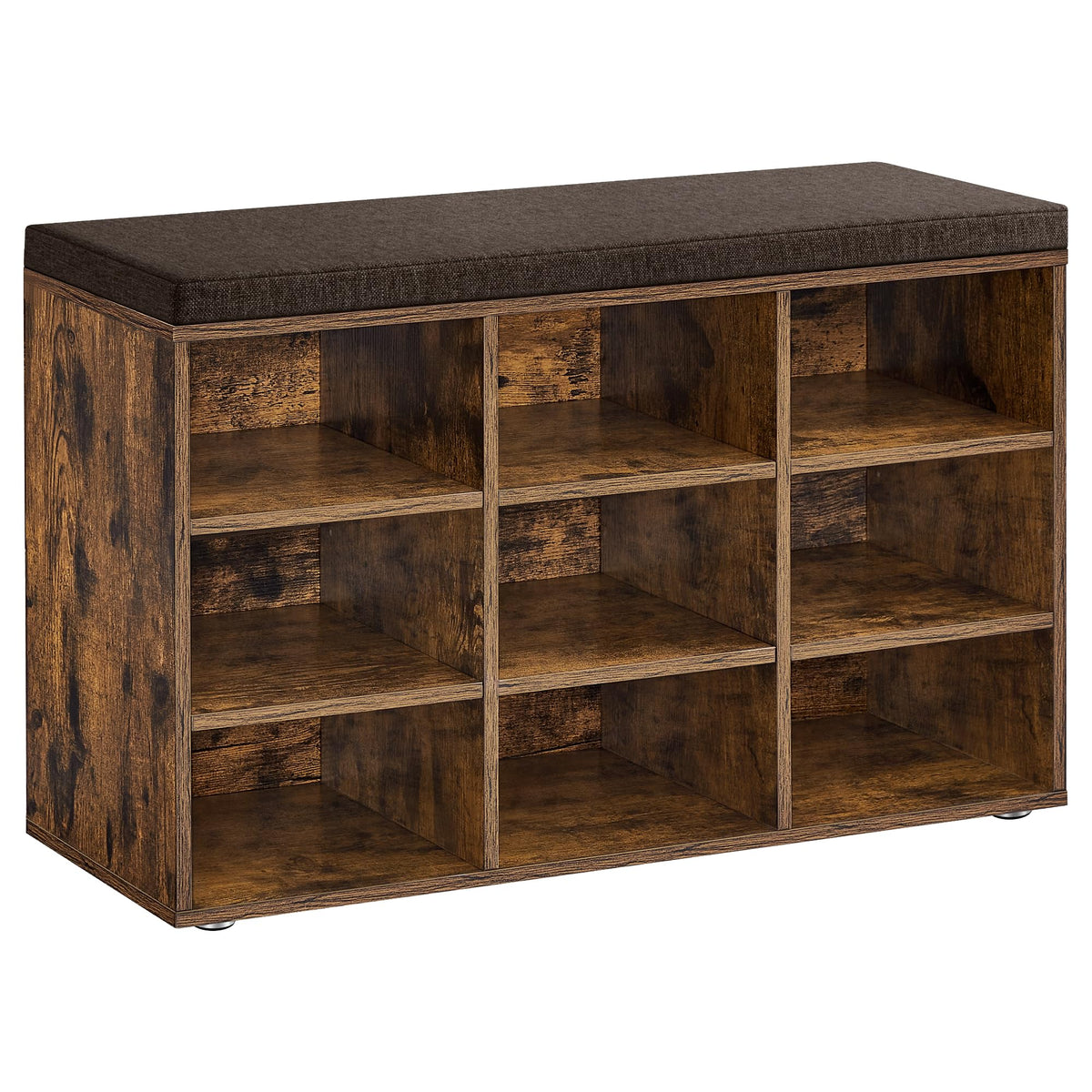 VASAGLE Shoe Bench with Cushion, 15 Compartments, 11.8 x 41.3 x 18.9 Inches