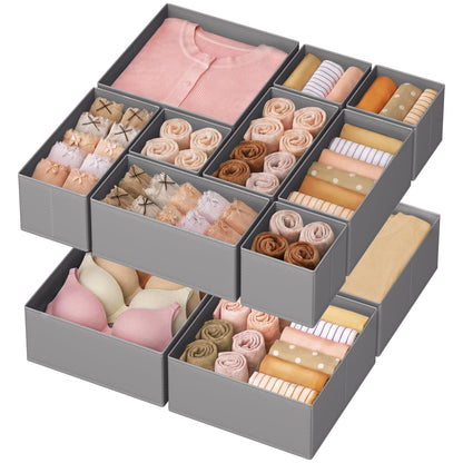 SONGMICS Drawer Organizers, Set of 12, Foldable Fabric Storage Boxes