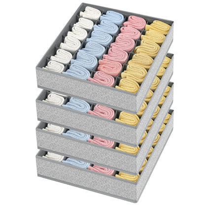 joyoldelf Sock Drawer Organizer Divider 2 Packs Underwear Organizer, 24 Cell Closet Organizers and Storage Organizer Sock Holders Organizers for Storing Socks, Handkerchiefs, Ties, Belts (Grey)