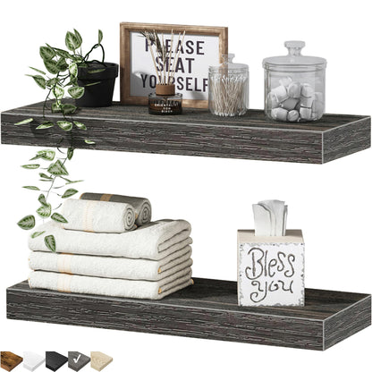 QEEIG Bathroom Floating Shelves for Wall (Brown, Set of 2, 15.7")