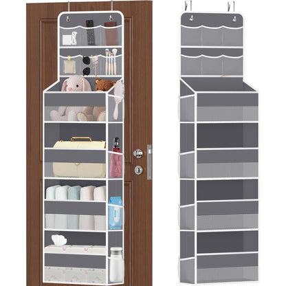 SpaceHacks 5-Tier Over the Door Organizer with Mesh Pockets, Dark Grey