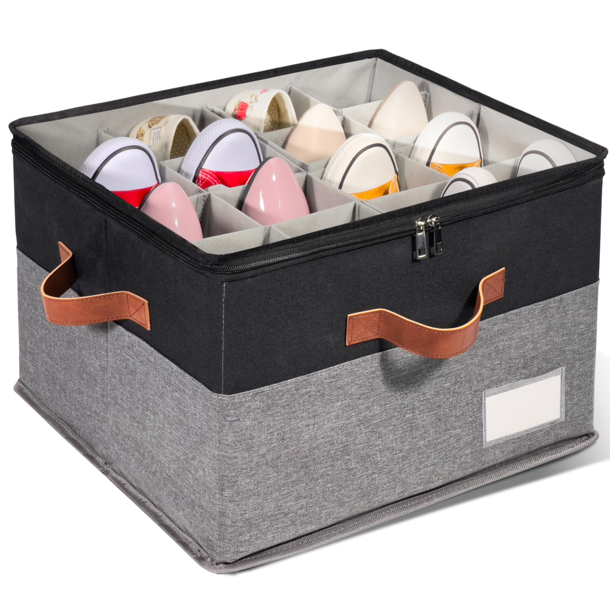 2 Pack Shoe Organizer for Closet with Adjustable Divider Shoe Storage Box