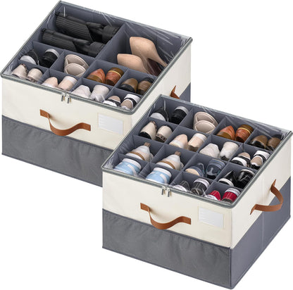 Shoe Organizer for Closet, Adjustable Storage Box Holds 32 Pairs
