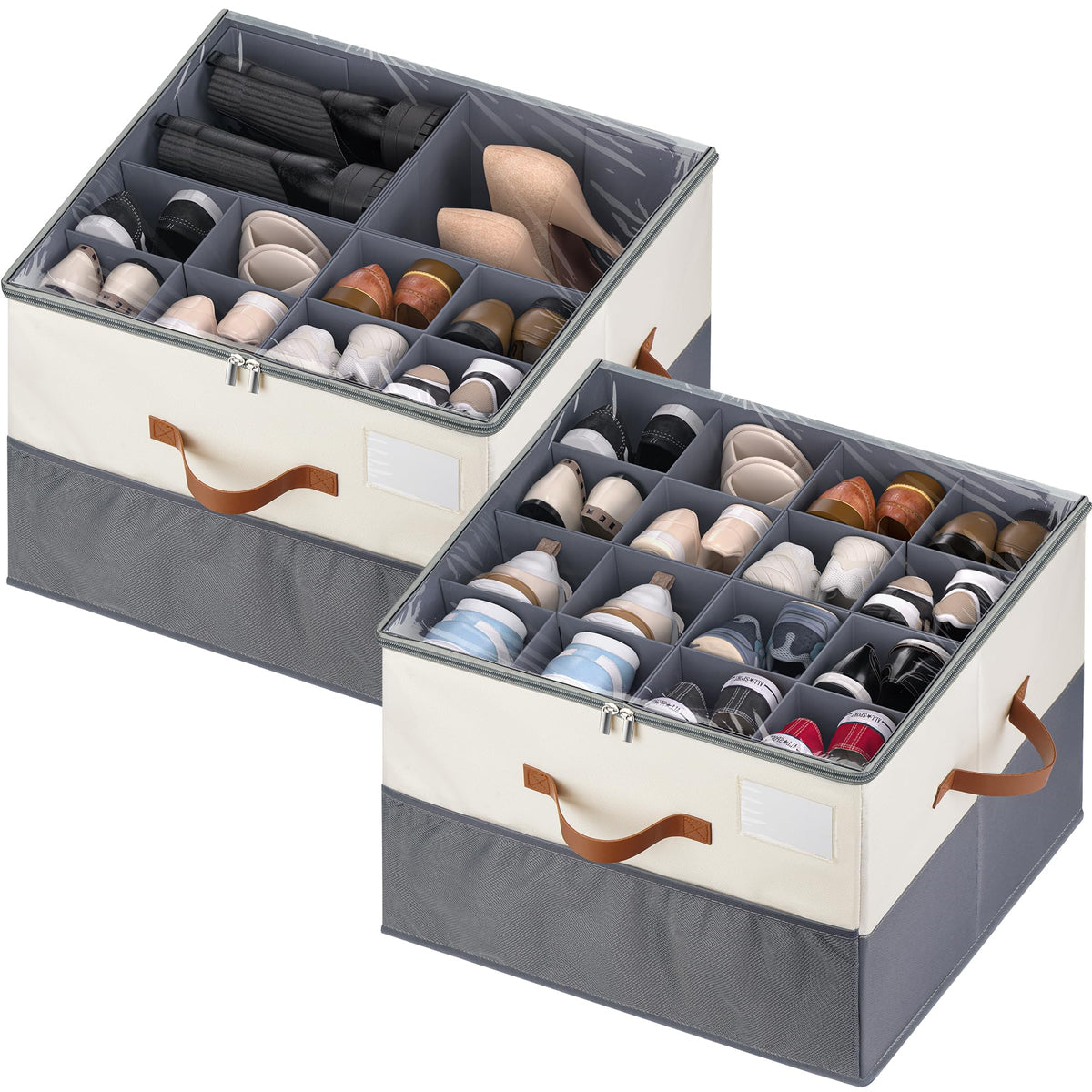 Shoe Organizer for Closet, Adjustable Storage Box Holds 32 Pairs