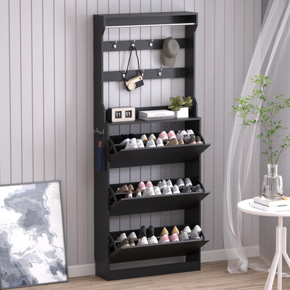 BORNOON Shoe Cabinet with 3 Flip Drawers, Hidden Wood Shoe Cabinet,Freestanding Shoe Storage Cabinet for Entryway Hallway.White. 47.2" H*31.5" W*9.45" D.