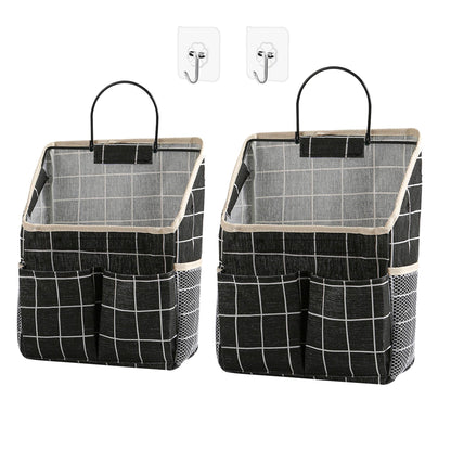 2 Pack Wall Hanging Storage Bag,Wall Hanging Organizer with Pockets, Hanging storage basket for Dormitory Bathroom Bedroom (Grey-upgraded)