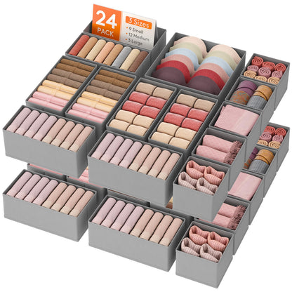 Lifewit Drawer Organizer Clothes for Closet, Light Gray, 16 Pack