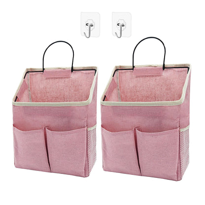 2 Pack Wall Hanging Storage Bag,Wall Hanging Organizer with Pockets, Hanging storage basket for Dormitory Bathroom Bedroom (Grey-upgraded)