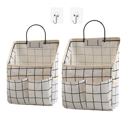 2 Pack Wall Hanging Storage Bag,Wall Hanging Organizer with Pockets, Hanging storage basket for Dormitory Bathroom Bedroom (Grey-upgraded)