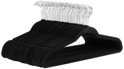 Amazon Basics Slim Velvet Non-Slip Space Saving Suit Clothes Hangers, Sturdy Metal, Gray/Silver, 30-Pack