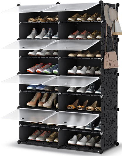 HOMIDEC Shoe Rack Organizer 32 Pair Modular Shoe Storage Cabinet for Closet