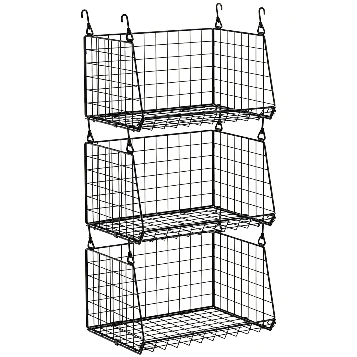 3-Tier Hanging Laundry Basket Organizer：Foldable Wire Shelf Laundry Room Organizer with 360°Rotating Hooks Small Space Solutions Closet Hanging Organizer - Laundry Organization, White Patent