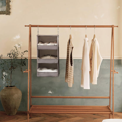 GRANNY SAYS 3-Shelf Hanging Closet Organizer, Foldable Storage, Gray