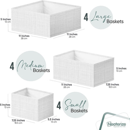 Drawer Organizer Clothes Set of 12 White-Grey - Dresser Organizer For Nursery, Bedroom, Closet - Perfect Baby Clothes Organizer and Storage & General Nursery Organization or Dresser Drawer Organizers
