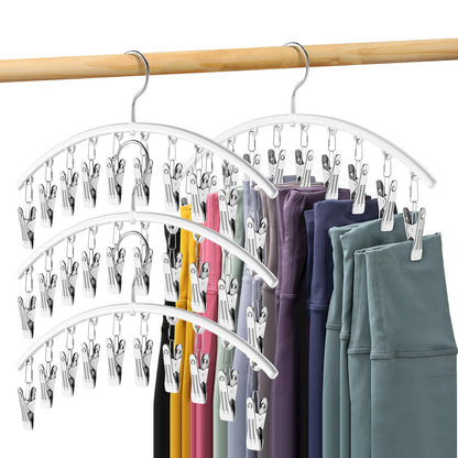 Volnamal Legging Organizer for Closet,2 Pack Metal Yoga Pants Hangers w/10 Clips Hold 20 Leggings,Space Saving Hanging Closet Organizer Clothes Hanger College Dorm Essentials Apartment Essential,Black