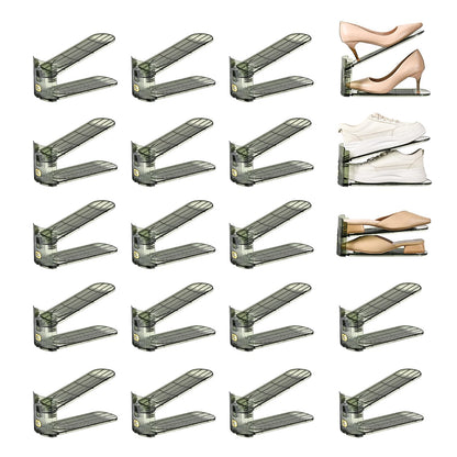 12 Pack Shoe Slots Organizer Adjustable Level Shoe Stacker Holder Storage Space Saving Sneakers Display Tray Rack for Closet
