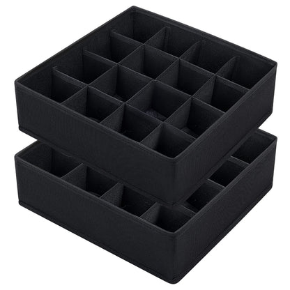 joyoldelf Sock Drawer Organizer Divider 2 Packs Underwear Organizer, 24 Cell Closet Organizers and Storage Organizer Sock Holders Organizers for Storing Socks, Handkerchiefs, Ties, Belts (Grey)