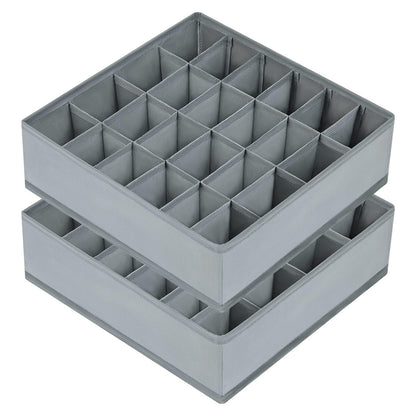 joyoldelf Sock Drawer Organizer Divider 2 Packs Underwear Organizer, 24 Cell Closet Organizers and Storage Organizer Sock Holders Organizers for Storing Socks, Handkerchiefs, Ties, Belts (Grey)