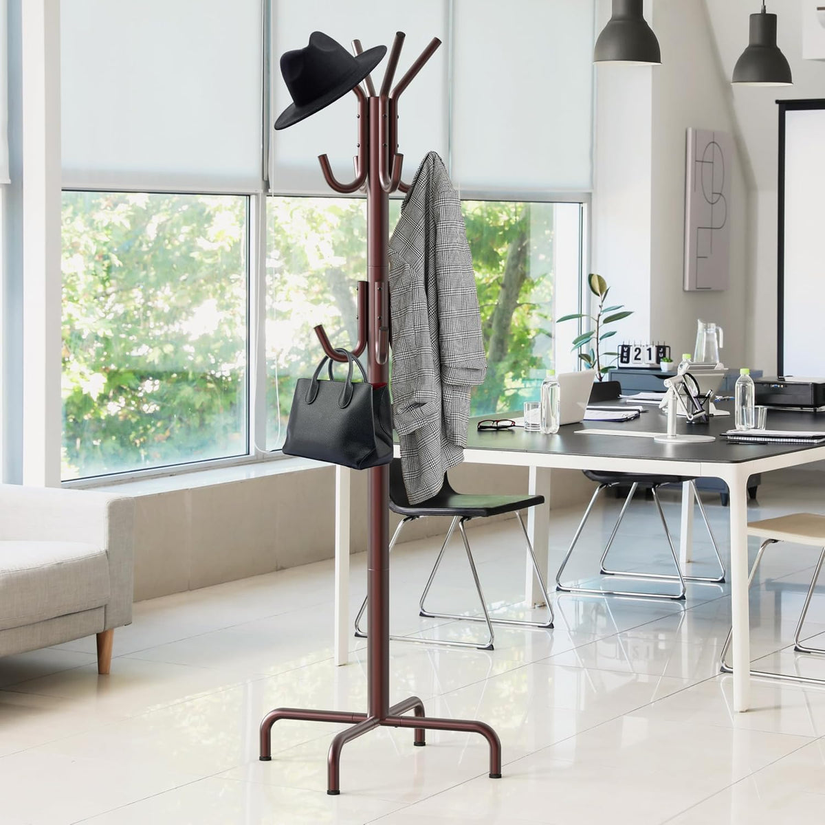 Simple Houseware Standing Coat/Hat Hanger Organizer Rack, 12 Hooks, Bronze