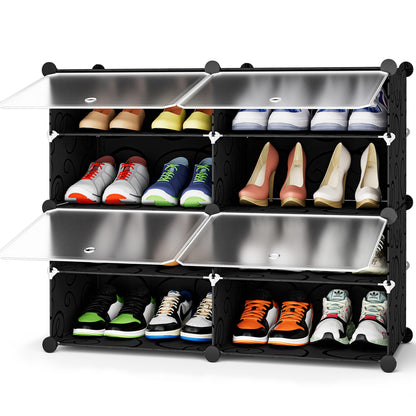 HOMIDEC Shoe Rack Organizer 32 Pair Modular Shoe Storage Cabinet for Closet