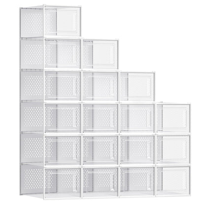 SONGMICS Shoe Boxes, Clear Plastic Sneaker Box, Pack of 12