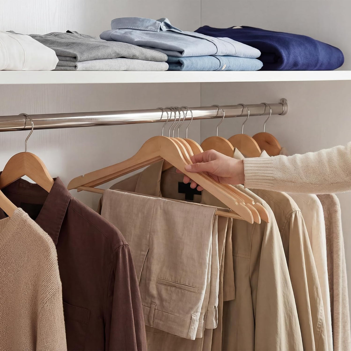 StorageWorks Wooden Coat Hangers, 30 Pack Wood Clothes Hanger for Closet