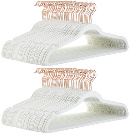 Amazon Basics Slim Velvet Non-Slip Space Saving Suit Clothes Hangers, Closet Organizer, Ivory/Beige, 30-Pack