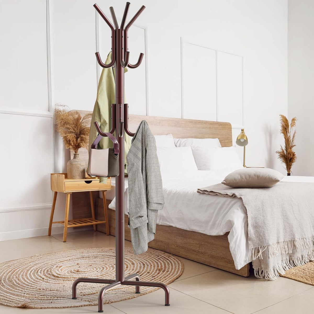 Simple Houseware Standing Coat/Hat Hanger Organizer Rack, 12 Hooks, Bronze