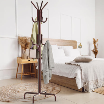 Simple Houseware Standing Coat/Hat Hanger Organizer Rack, 12 Hooks, Bronze