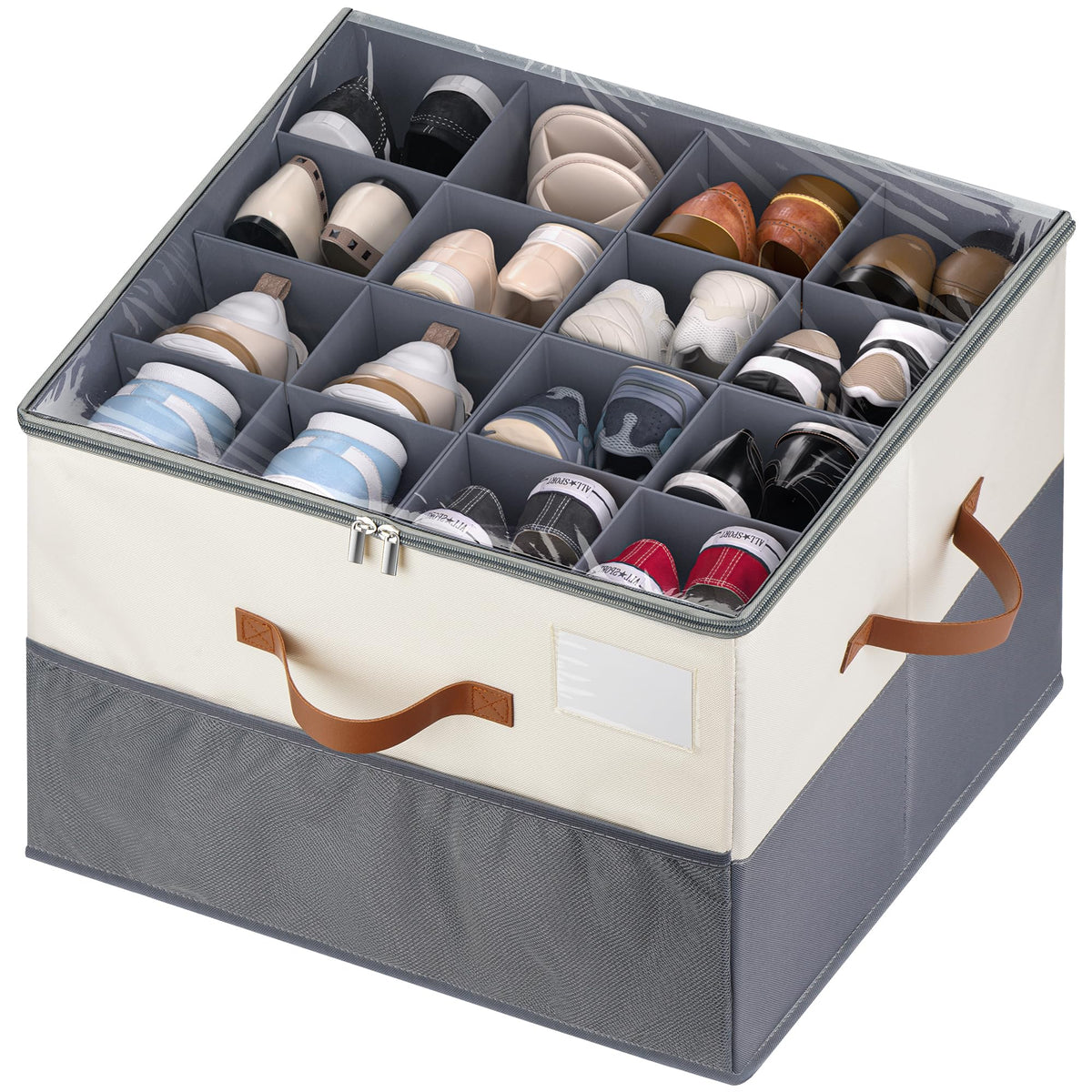 Shoe Organizer for Closet, Adjustable Storage Box Holds 32 Pairs