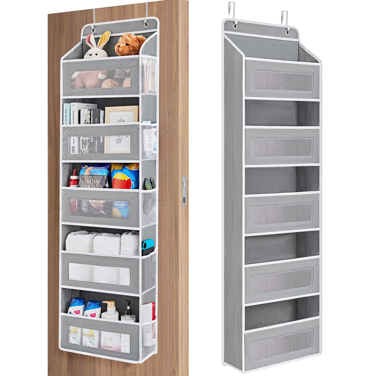 JARLINK Over the Door Organizer for Bedroom, Pantry Bathroom, 5 Shelf Beige