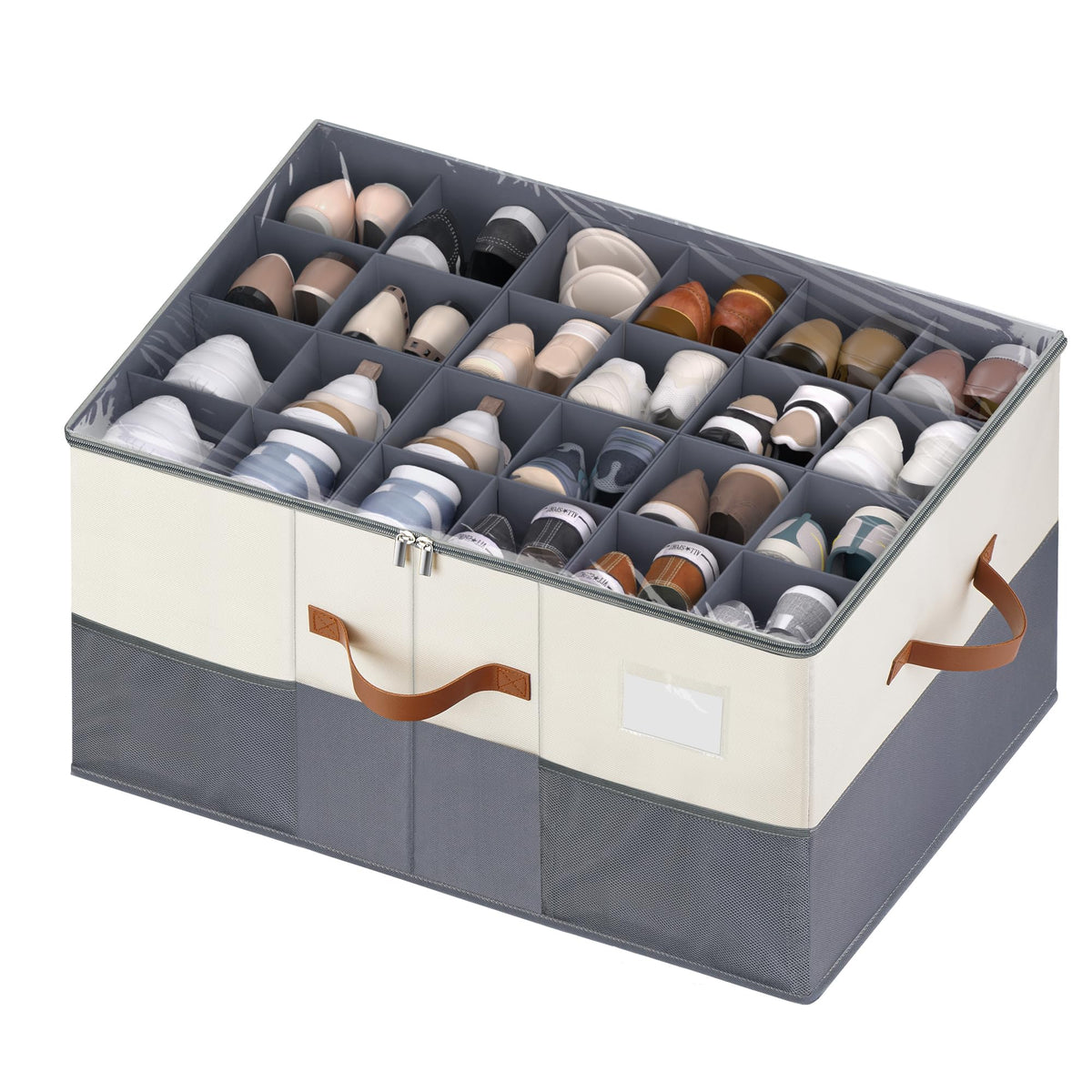 Shoe Organizer for Closet, Adjustable Storage Box Holds 32 Pairs