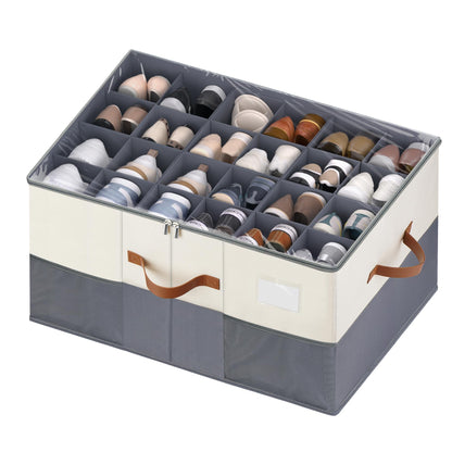 Shoe Organizer for Closet, Adjustable Storage Box Holds 32 Pairs