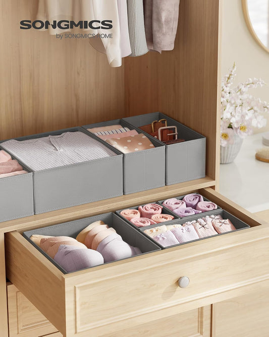 SONGMICS Drawer Organizers, Set of 12, Foldable Fabric Storage Boxes