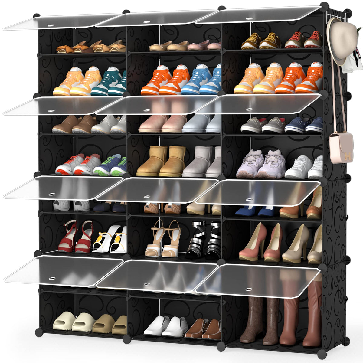 HOMIDEC Shoe Rack Organizer 32 Pair Modular Shoe Storage Cabinet for Closet